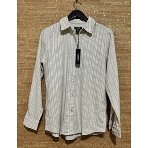 Jones New York Women'sSize Small Linen Blend Shirt NWT Metallic Stripe Button